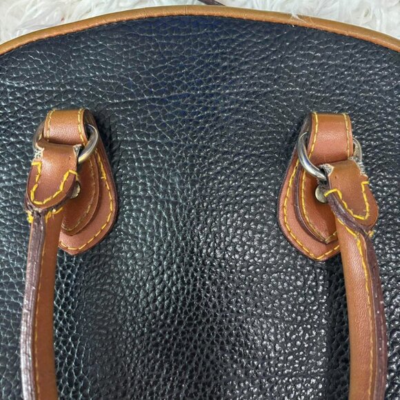 Vintage Dooney & Bourke Black & Tan Dome Satchel Crossbody - Picture 7 of 8